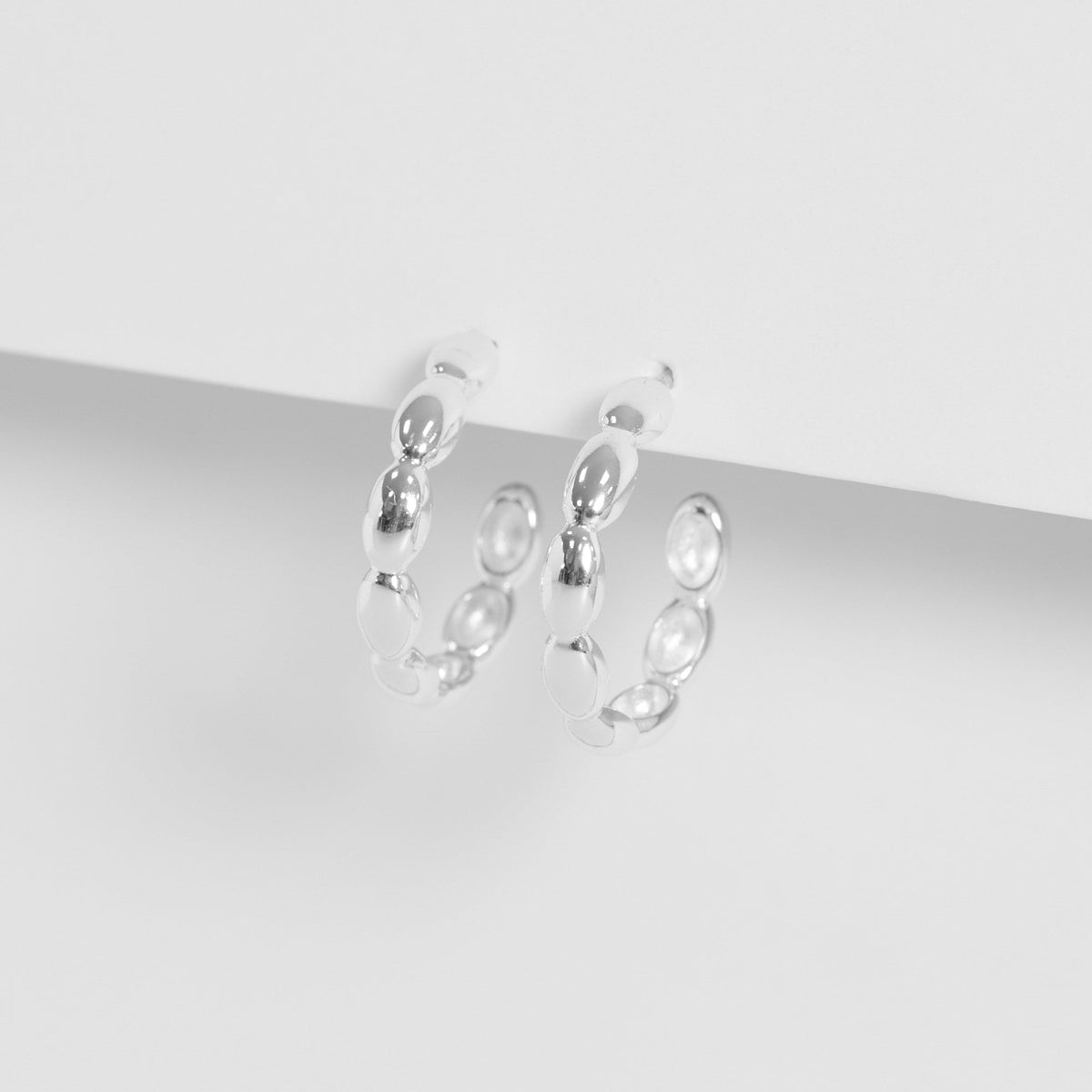 Simply Silver Sterling Silver 925 Polished Pebble Hoop Earrings