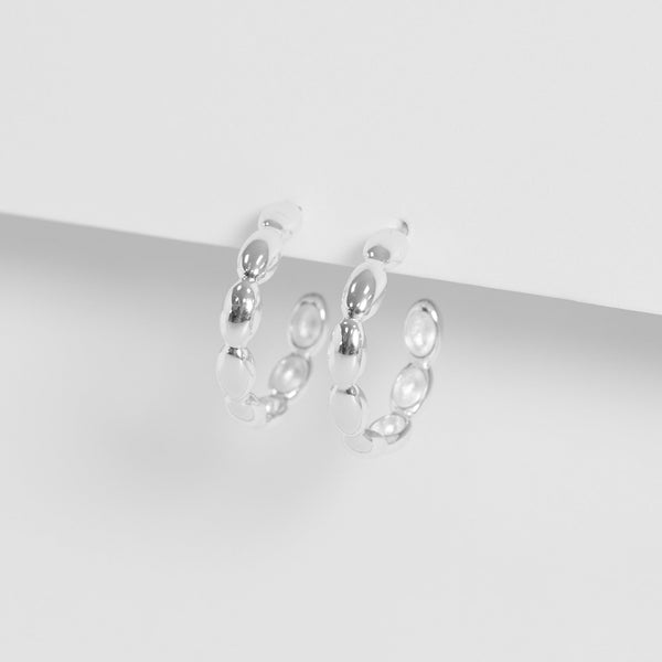 Simply Silver Sterling Silver 925 Polished Pebble Hoop Earrings