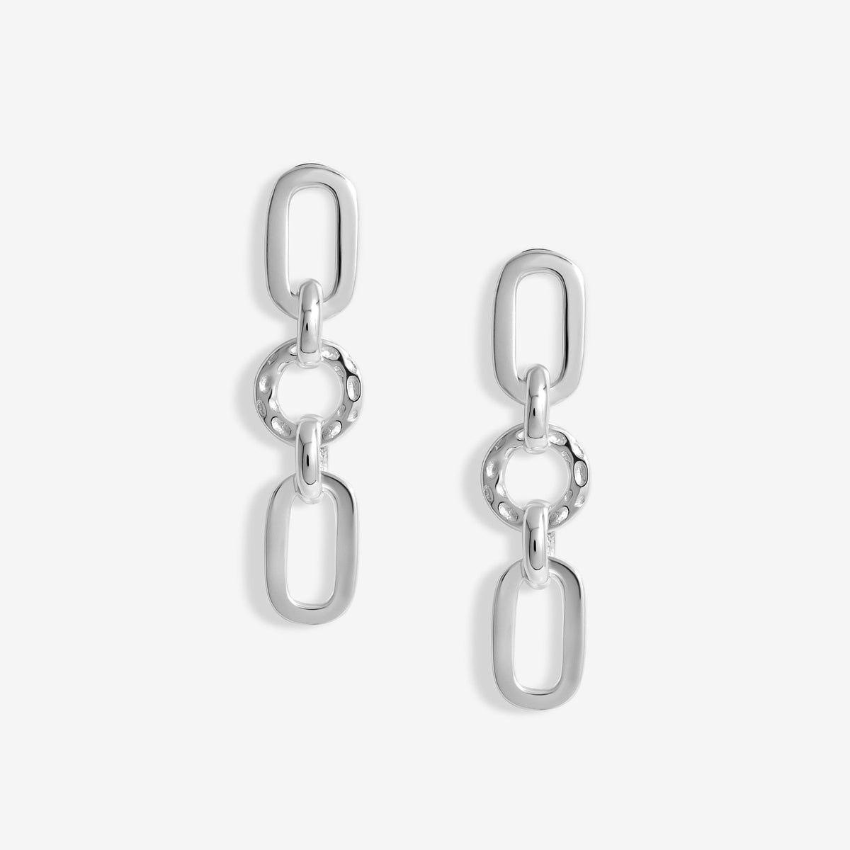 Simply Silver Sterling Silver 925 Polished And Textured Link Drop Earrings