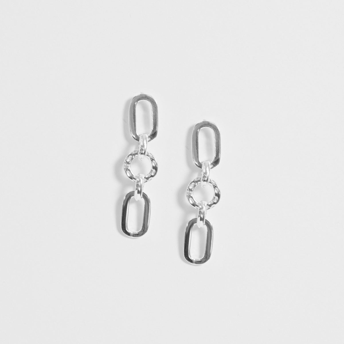 Simply Silver Sterling Silver 925 Polished And Textured Link Drop Earrings