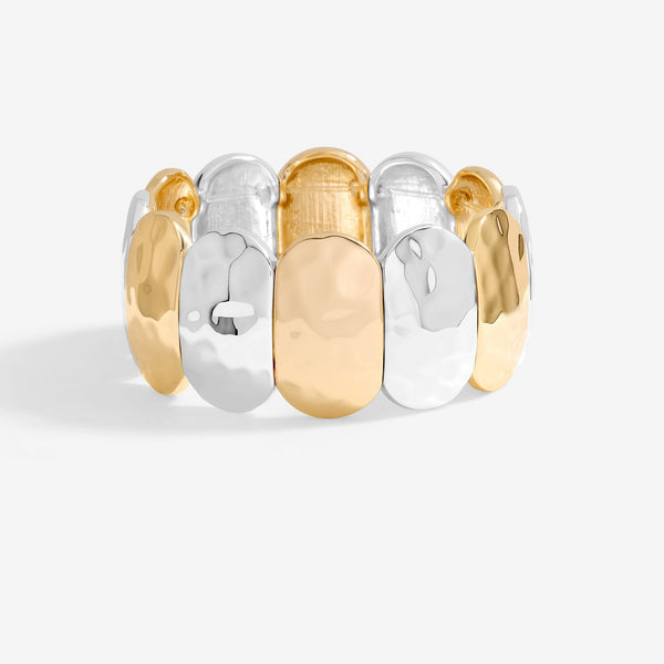 Mood Two Tone Hammered Stretch Bracelet
