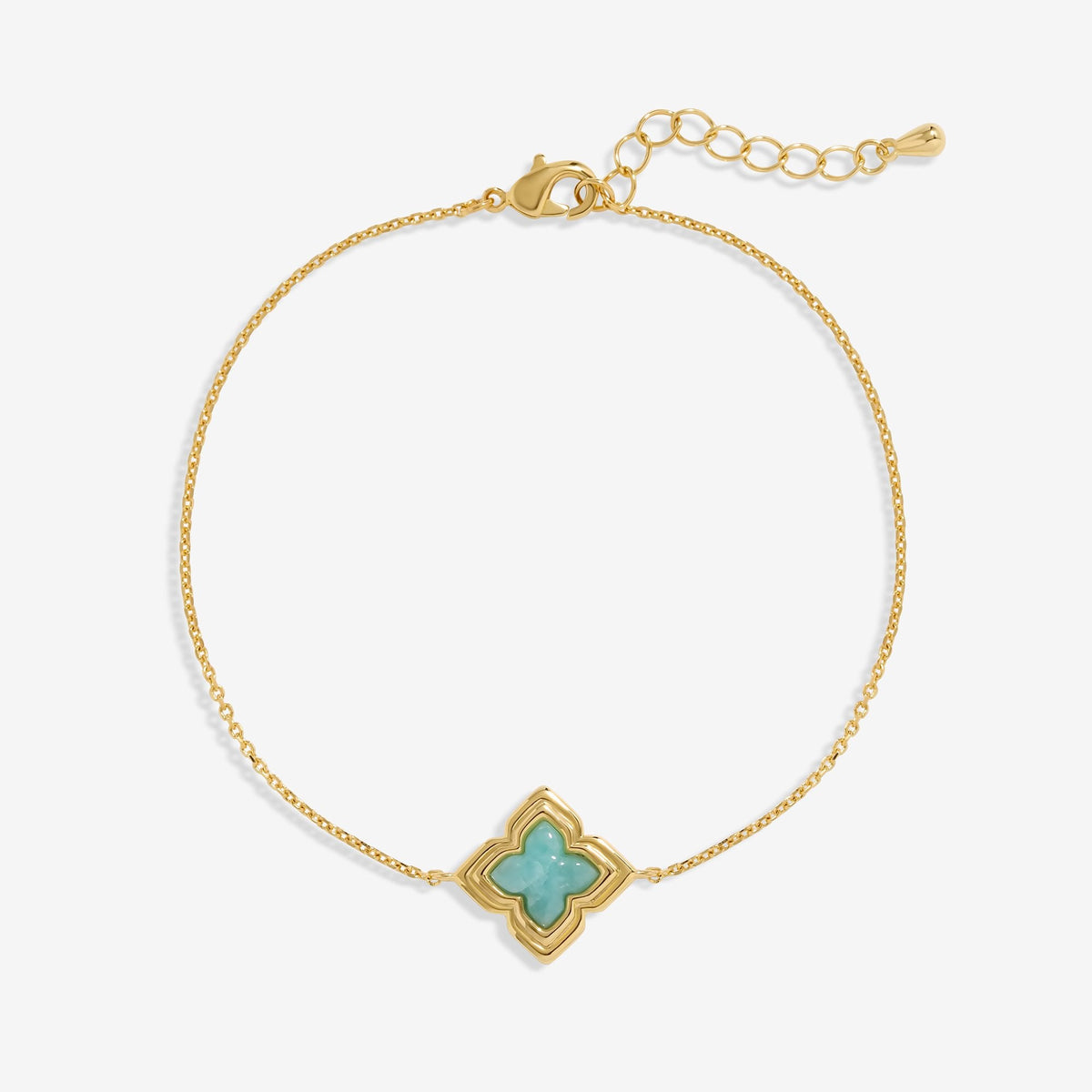 Inicio Gold Plated Aquamarine Clover Bracelet - Gift Pouch