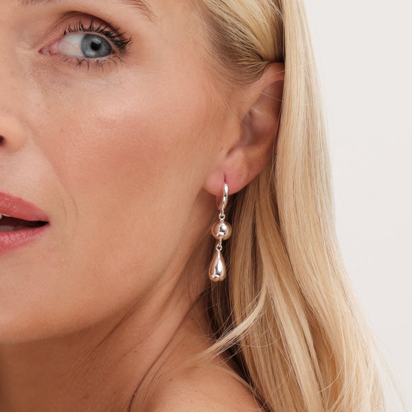 Jon Richard Silver Plated Orb And Teardrop Polished Earrings