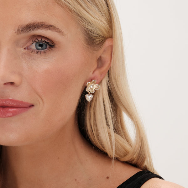 Jon Richard Gold Plated Floral And Cubic Zirconia Earrings