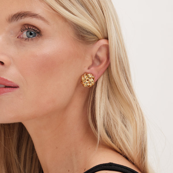 Jon Richard Gold Plated Polished Knot Clip Earrings