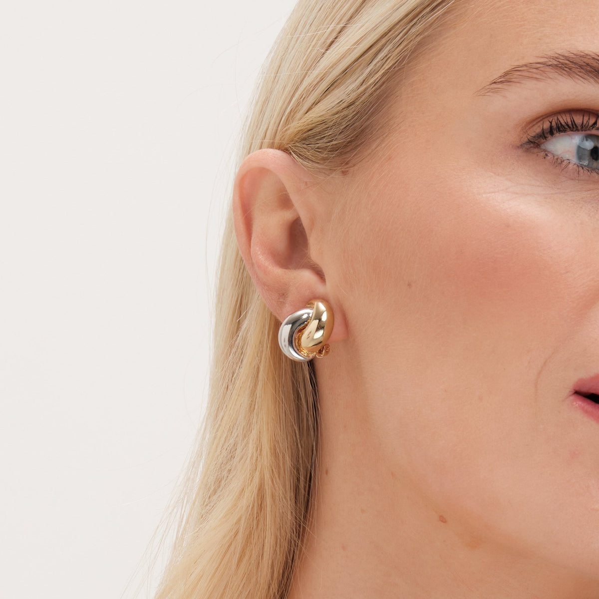 Jon Richard Two Tone Knot Clip Earrings