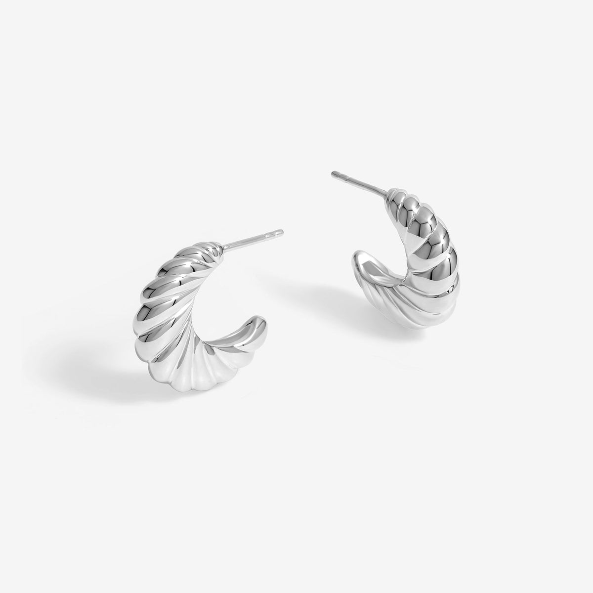 Jon Richard Silver Plated Ridge Hoop Earrings
