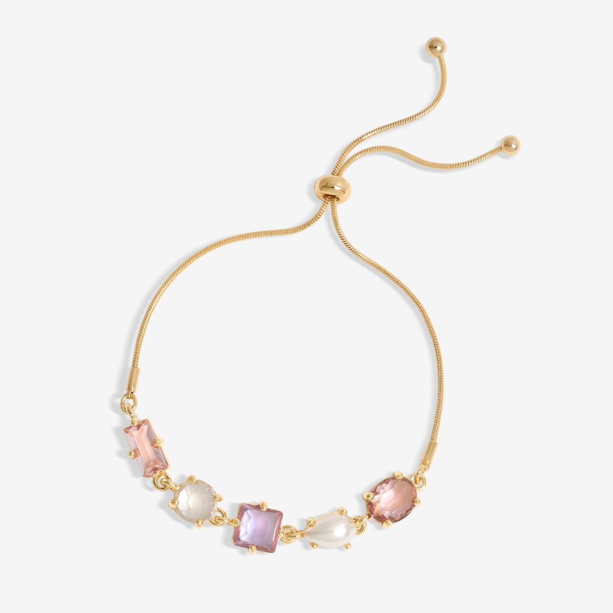 Mood Gold Romantic Crystal And Pearl Mixed Stone Toggle Bracelet