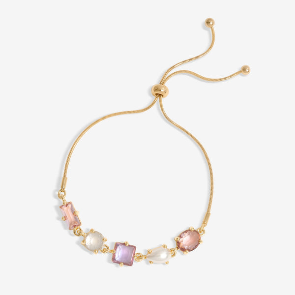 Mood Gold Romantic Crystal And Pearl Mixed Stone Toggle Bracelet