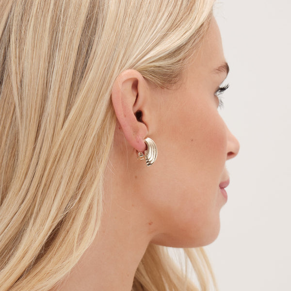 Jon Richard Gold Plated Curved Ridge Clip Earrings