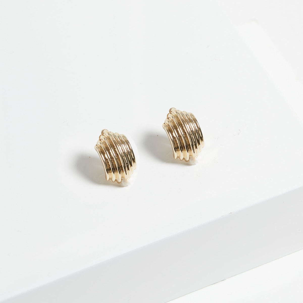 Jon Richard Gold Plated Curved Ridge Clip Earrings