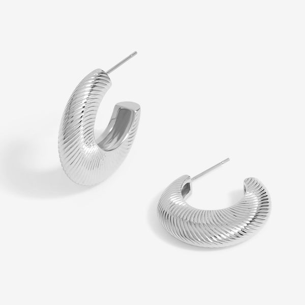 Jon Richard Silver Plated Diamond Cut Hoop Earrings