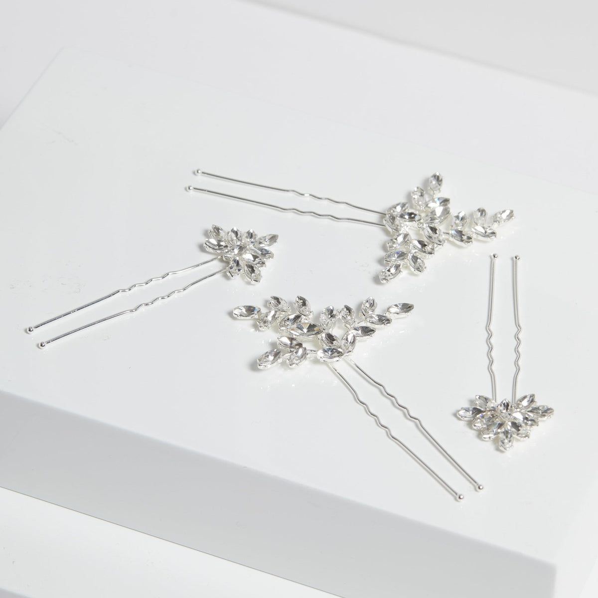 Jon Richard Silver Plated Crystal Hair Pins - Pack Of 4