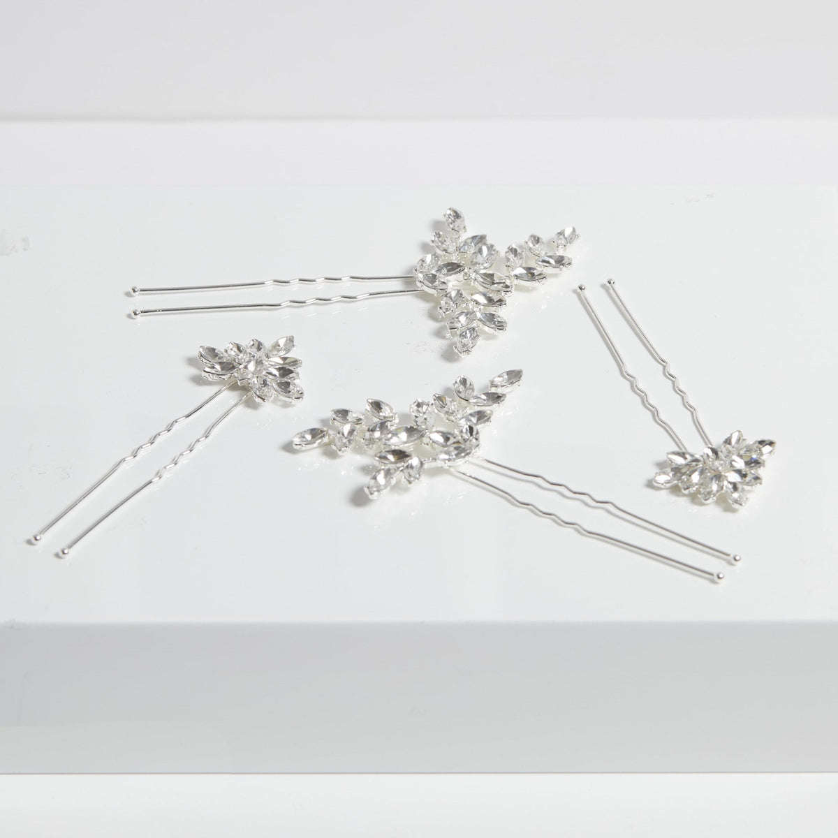 Jon Richard Silver Plated Crystal Hair Pins - Pack Of 4