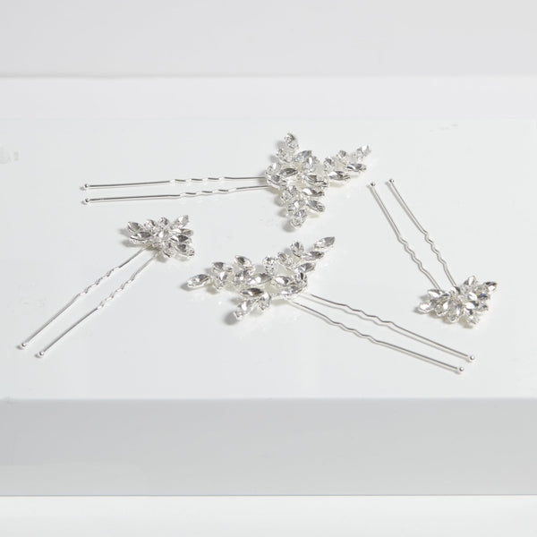 Jon Richard Silver Plated Crystal Hair Pins - Pack Of 4