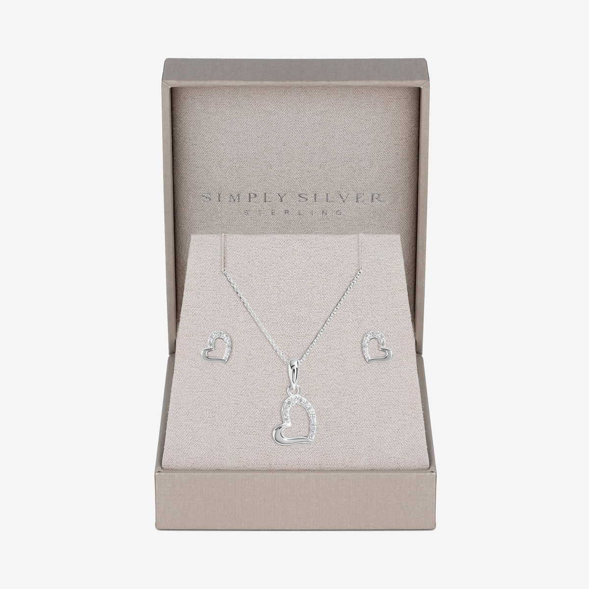 Simply Silver Sterling Silver 925 Polished And Cubic Zirconia Heart set- Gift Boxed