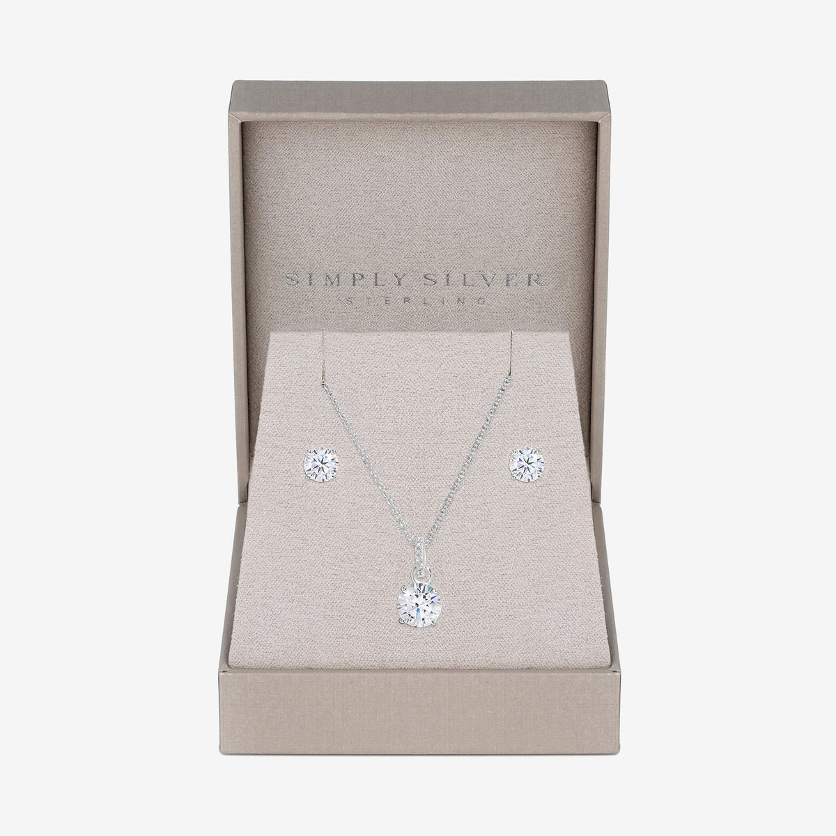 Simply Silver Sterling Silver 925 Cubic Zirconia Classic Round Stud Set - Gift Boxed