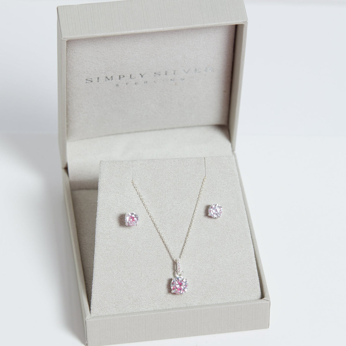 Simply Silver Sterling Silver 925 Cubic Zirconia Classic Round Stud Set - Gift Boxed