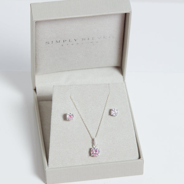 Simply Silver Sterling Silver 925 Cubic Zirconia Classic Round Stud Set - Gift Boxed