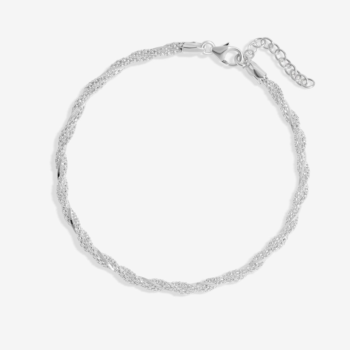 Simply Silver Sterling Silver 925 Textured Twist Rope Chain Bracelet