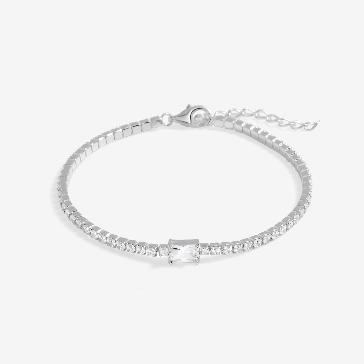 Simply Silver Sterling Silver 925 Emerald Cut Crystal Bracelet