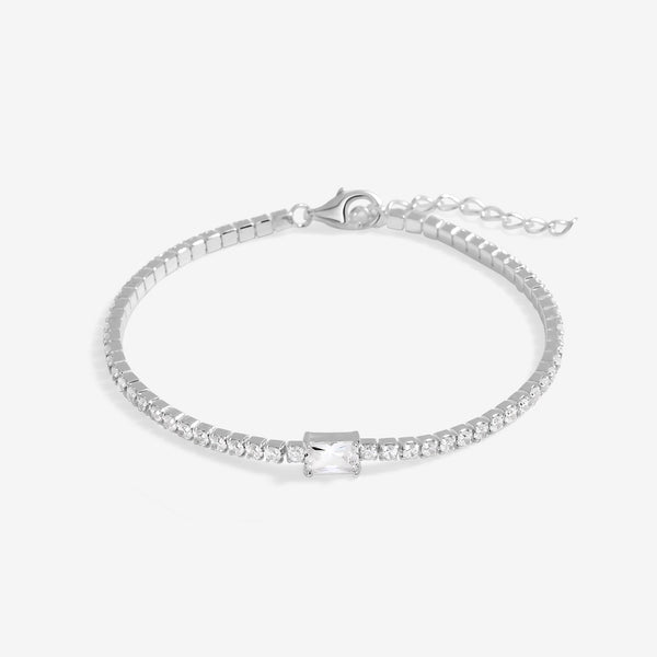 Simply Silver Sterling Silver 925 Emerald Cut Crystal Bracelet