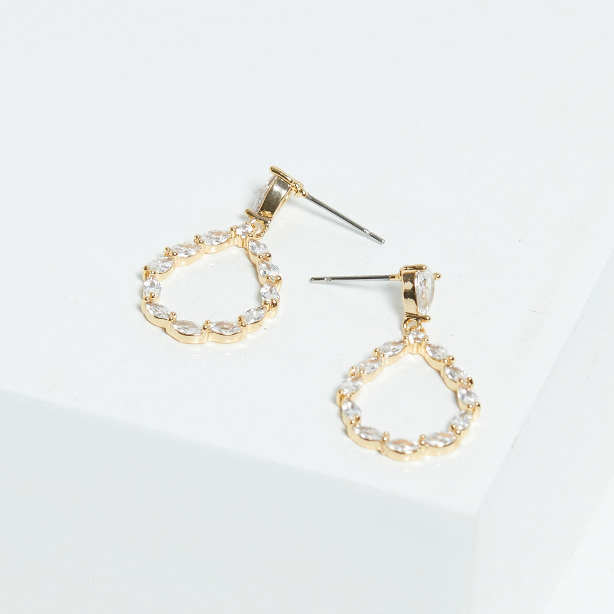 Jon Richard Gold Plated Cubic Zirconia Open Earrings