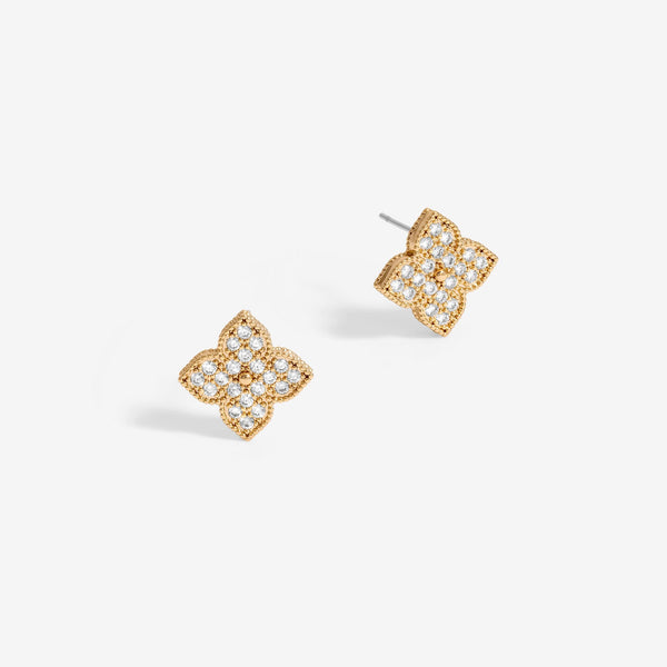 Jon Richard Gold Pave Clover Stud Earrings