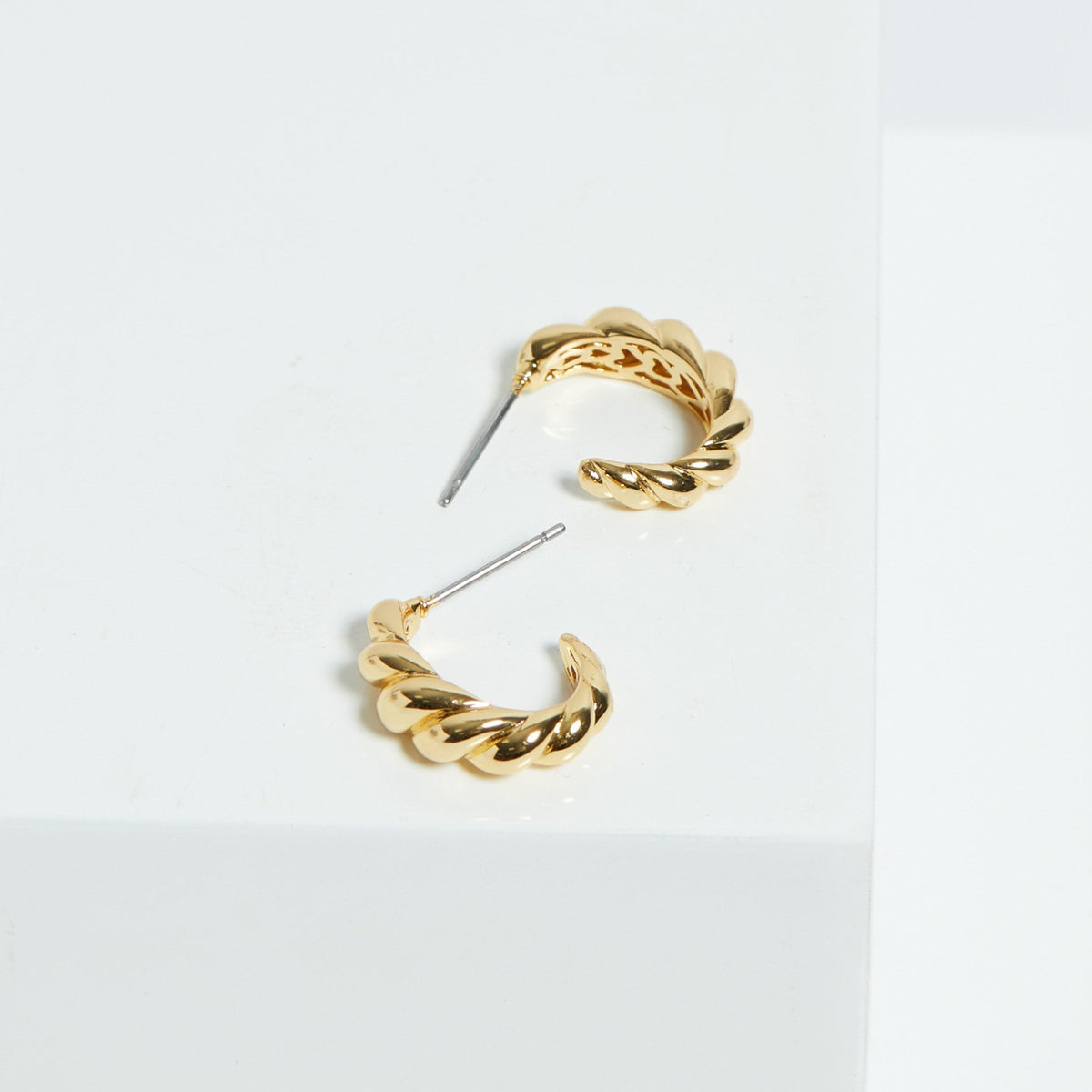 Jon Richard Gold Plated Mini Ridge Hoops