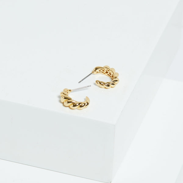 Jon Richard Gold Plated Mini Ridge Hoops