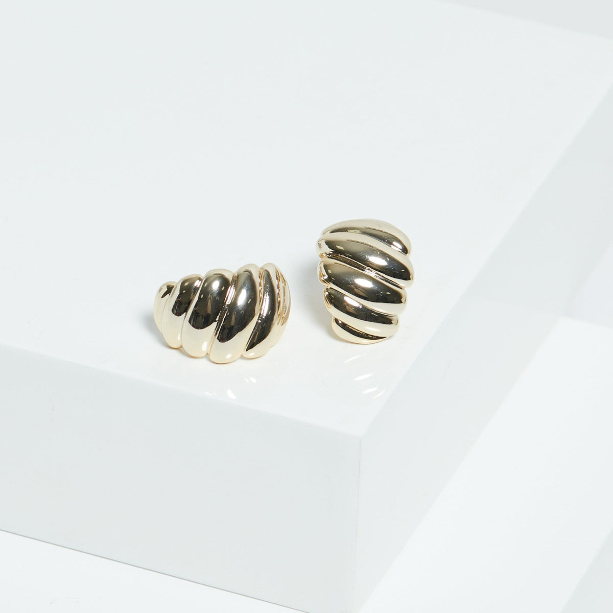 Jon Richard Gold Plated Chunky Ridge Dome Earrings