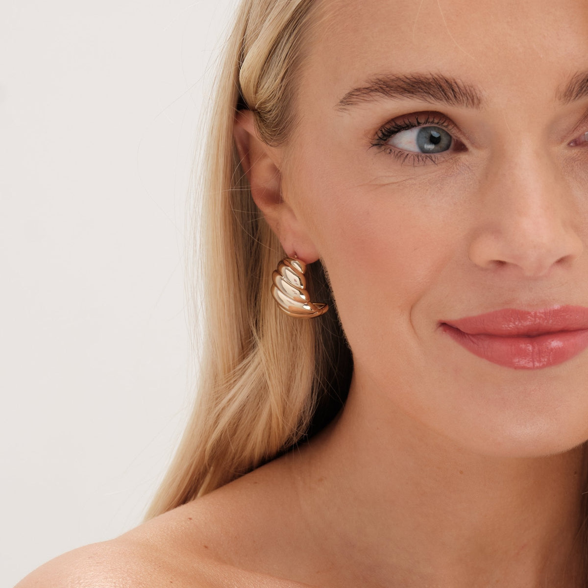 Jon Richard Gold Plated Chunky Ridge Dome Earrings