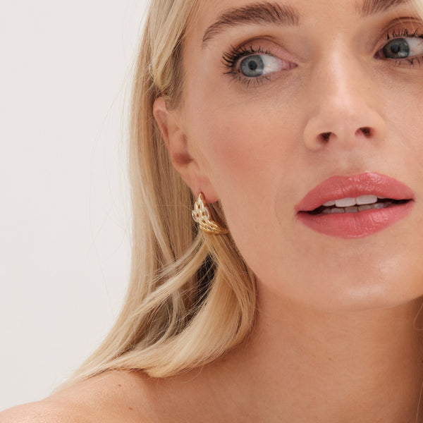 Jon Richard Gold Plated Cubic Zirconia And Polished Chain Hoops