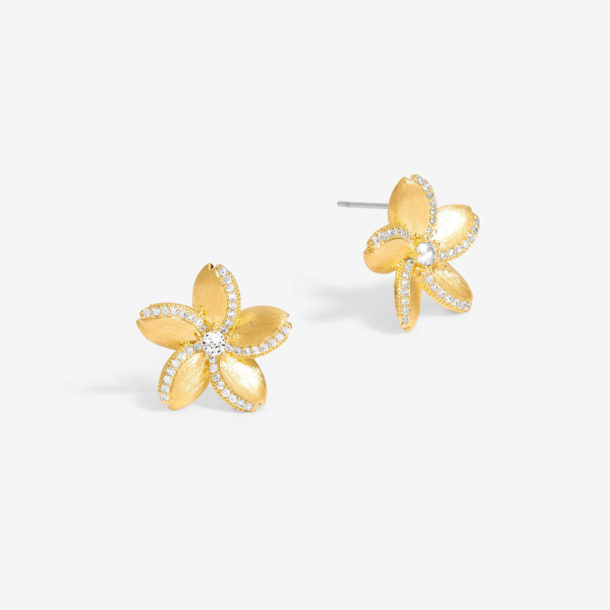 Jon Richard Gold Plated Satin Floral Earrings