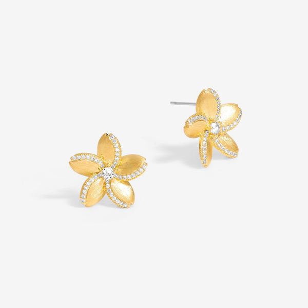 Jon Richard Gold Plated Satin Floral Earrings