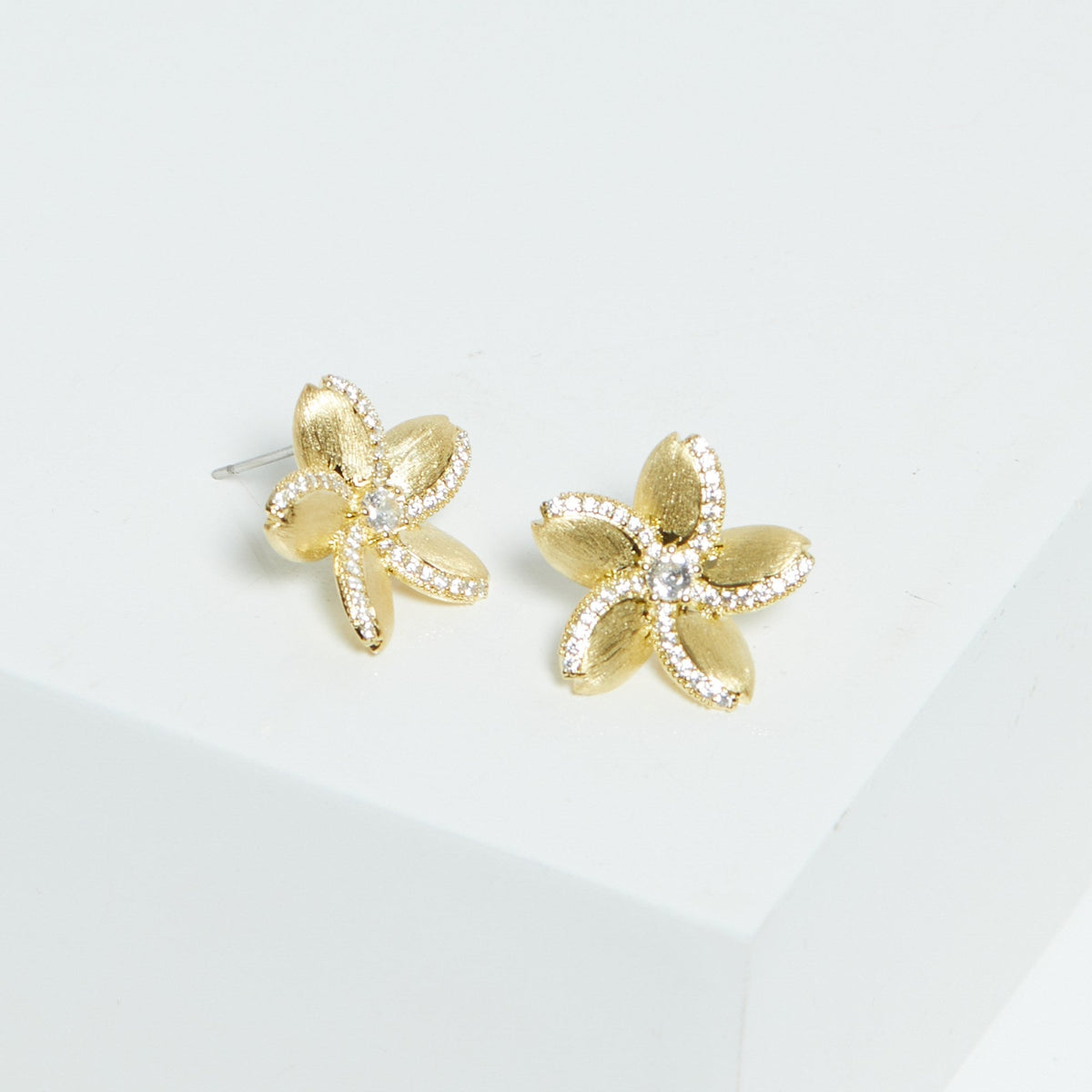 Jon Richard Gold Plated Satin Floral Earrings