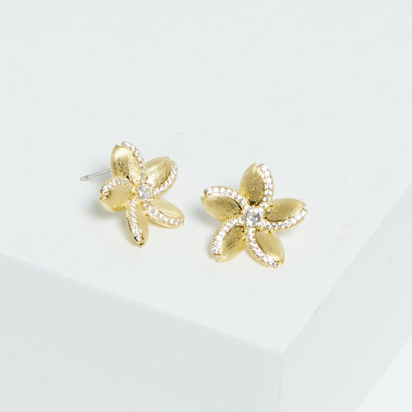 Jon Richard Gold Plated Satin Floral Earrings