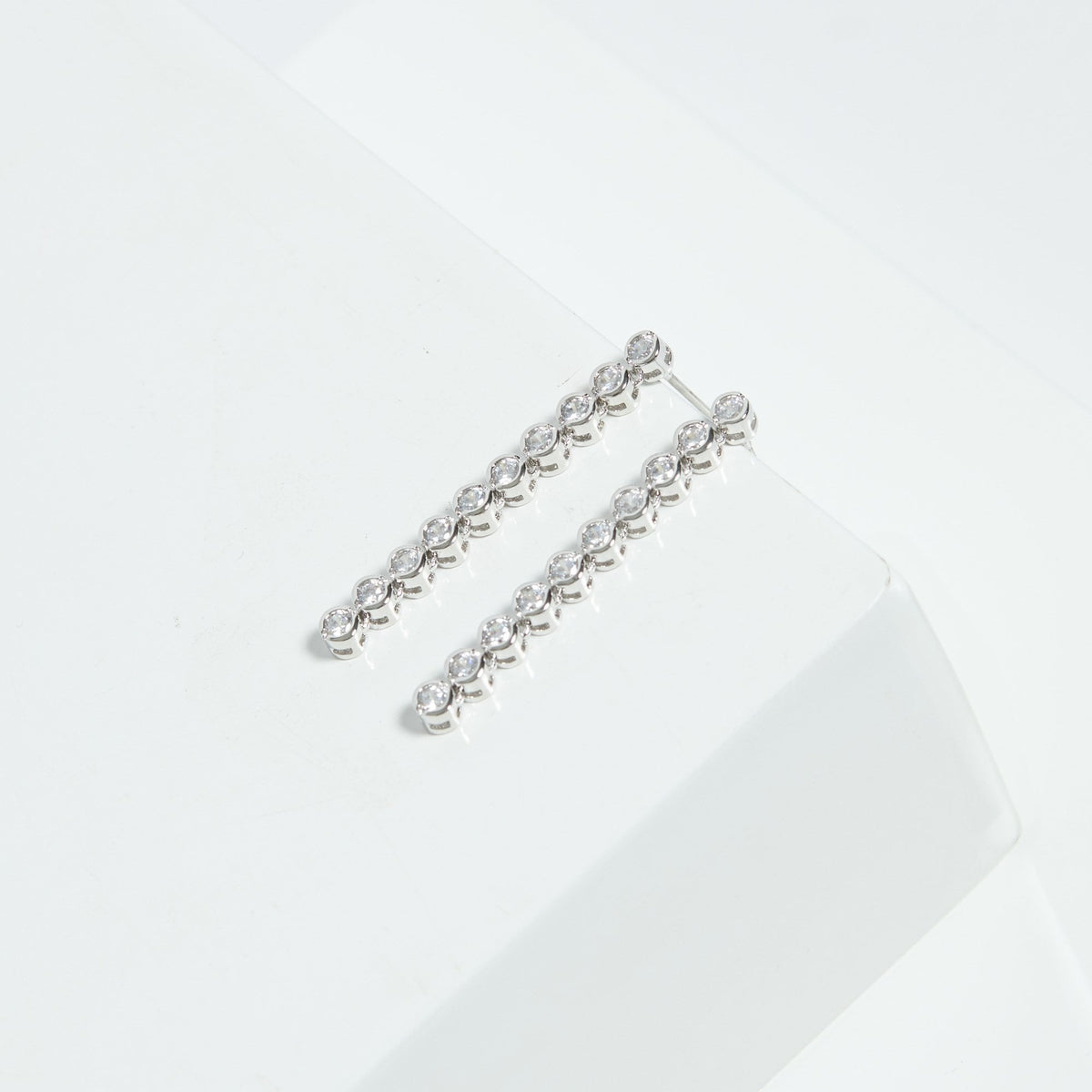 Jon Richard Rhodium Plated Cubic Zirconia Tennis Earrings