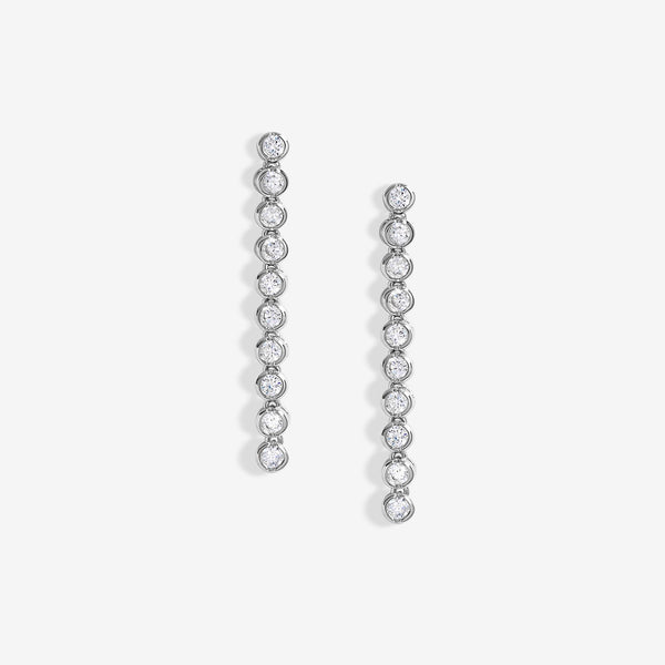 Jon Richard Rhodium Plated Cubic Zirconia Tennis Earrings