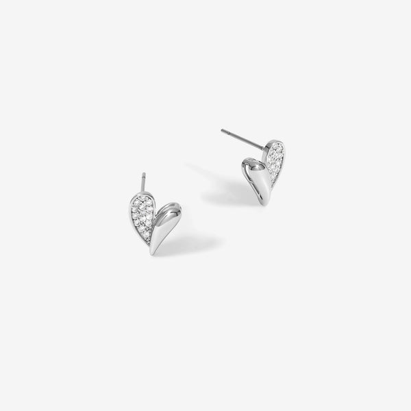 Jon Richard Rhodium Plated Cubic Zirconia Heart Stud Earrings
