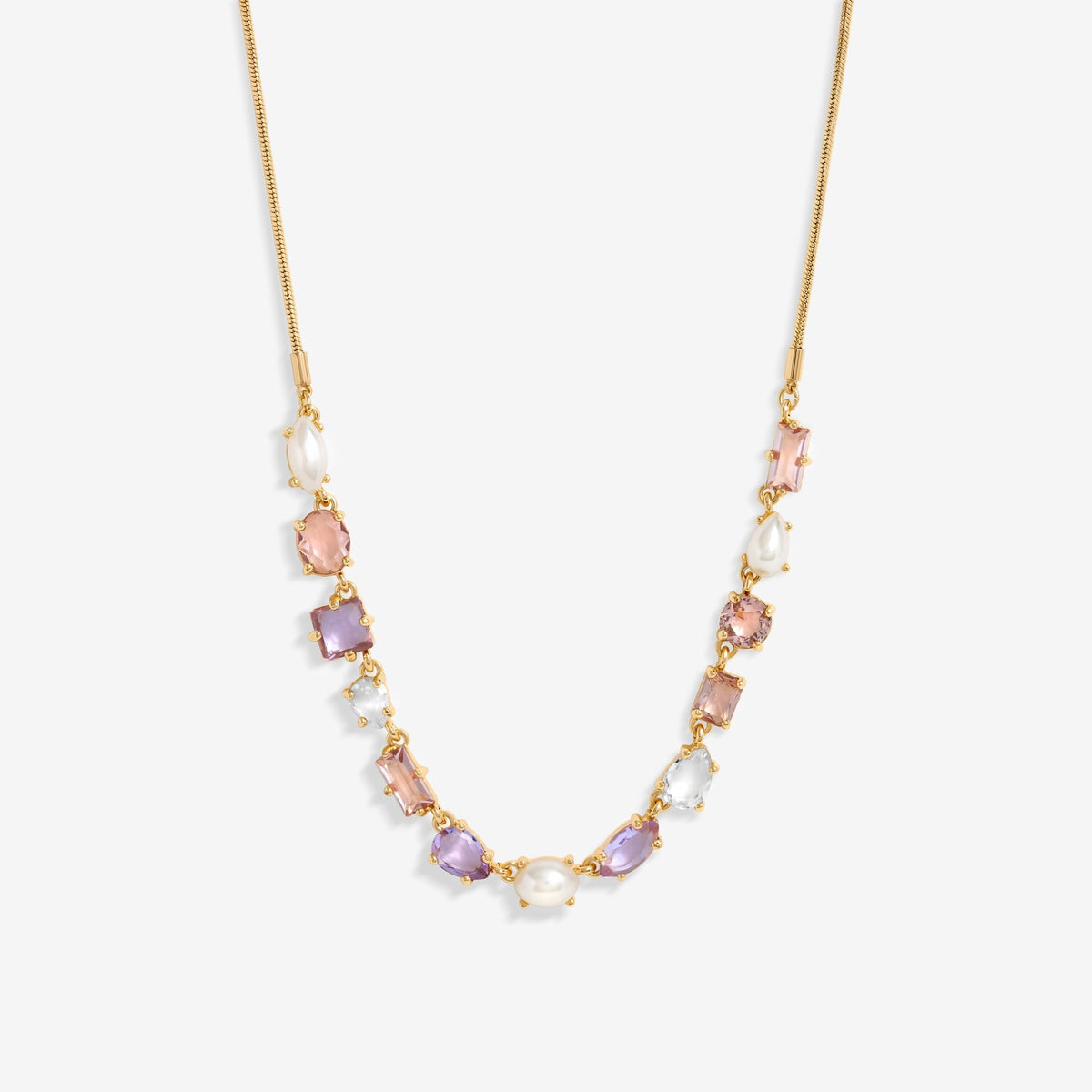 Mood Gold Romantic Crystal And Pearl Mixed Stone Allway Necklace
