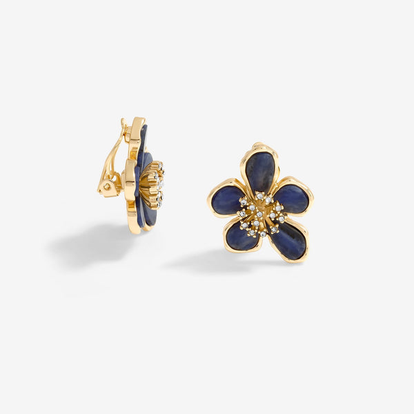 Jon Richard Gold Plated Blue Enamel Floral Clip Earrings