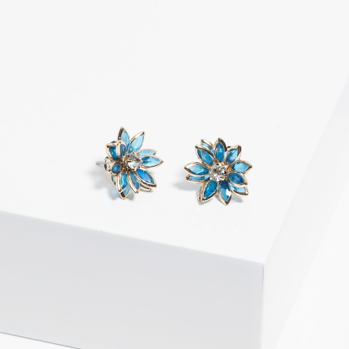 Jon Richard Gold Plated And Blue Floral Earrings