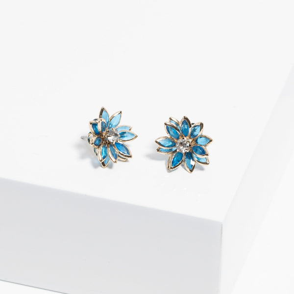Jon Richard Gold Plated And Blue Floral Earrings