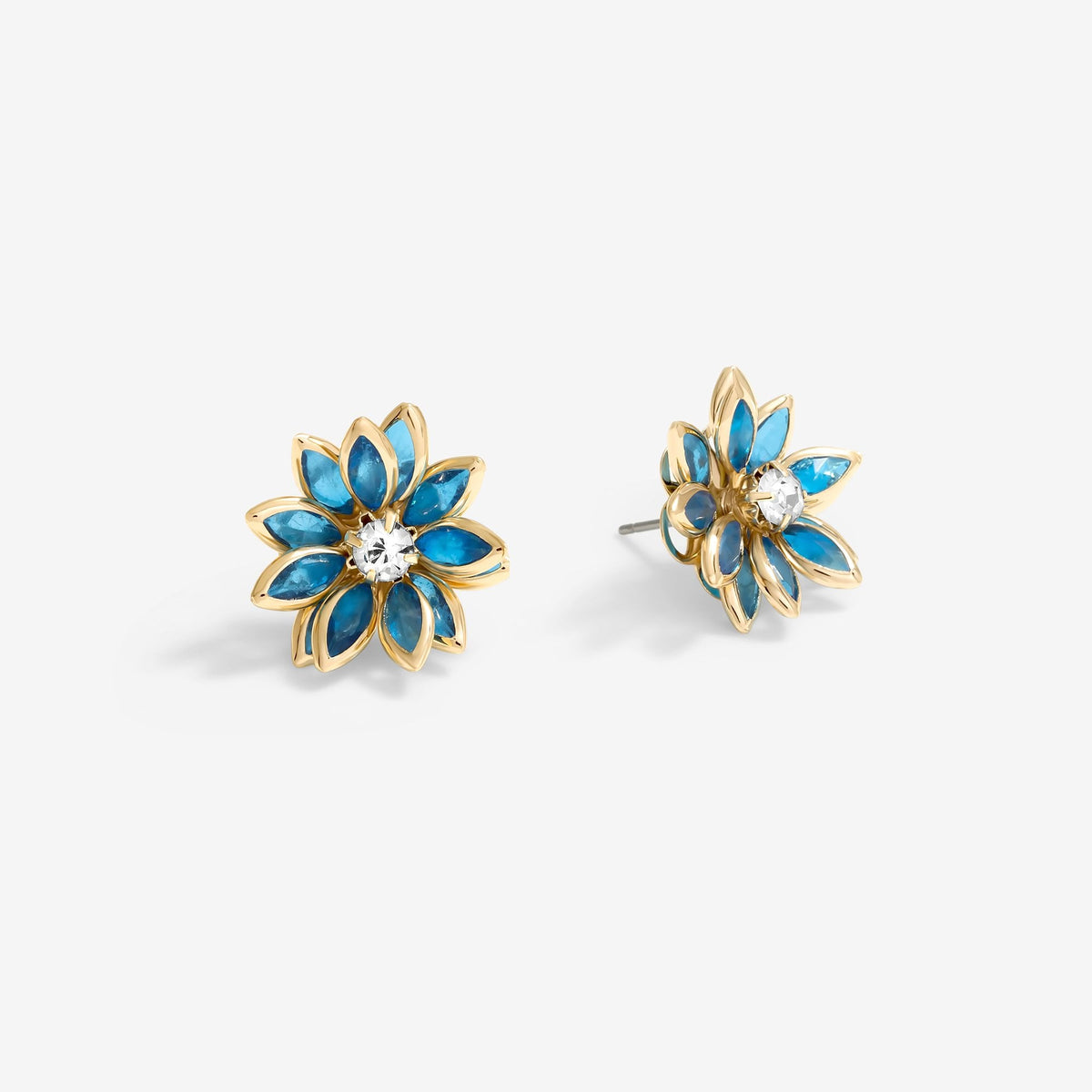 Jon Richard Gold Plated And Blue Floral Earrings