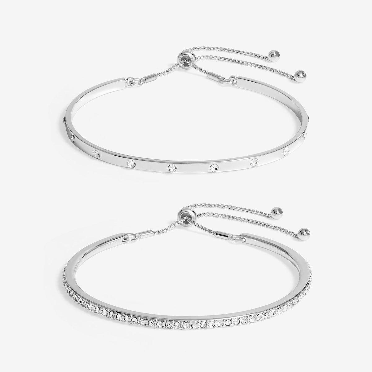 Mood Silver Crystal Bar Toggle Bracelets - Pack Of 2