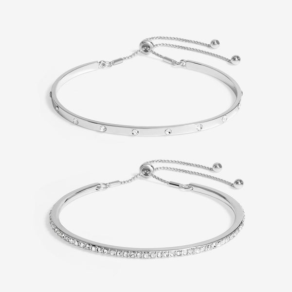Mood Silver Crystal Bar Toggle Bracelets - Pack Of 2