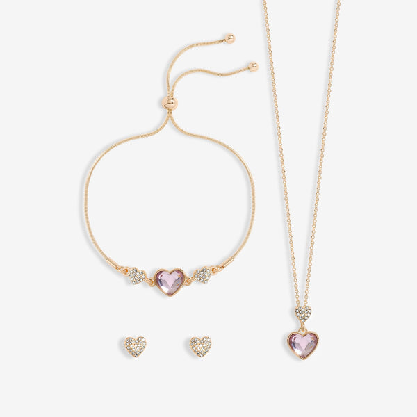 Jon Richard Rose Gold Plated Pave Heart Drop Trio Set - Gift Boxed