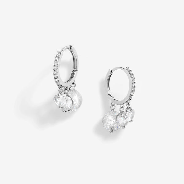Jon Richard Rhodium Plated Cubic Zirconia Crystal Charm Earrings