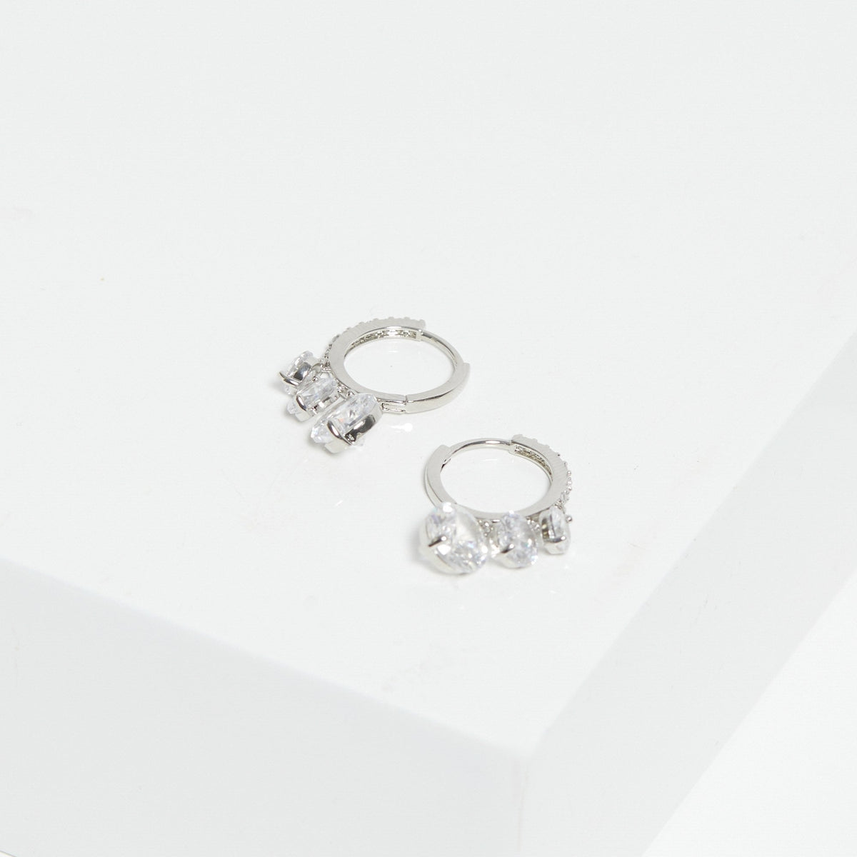 Jon Richard Rhodium Plated Cubic Zirconia Crystal Charm Earrings